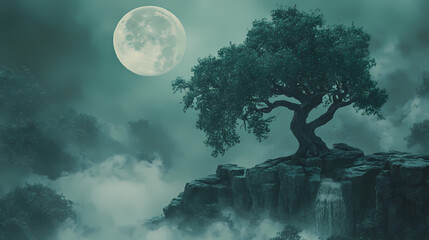 Wall Mural - majestic misty emerald green foliage