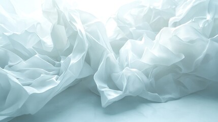 Poster - Soft white fabric draped elegantly on a smooth surface in natural light creating a serene atmosphere. Generative AI