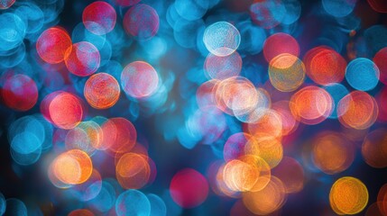 Poster - Colorful bokeh lights create a vibrant atmosphere during a night celebration in the city. Generative AI