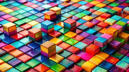 Wall Mural - vibrant abstract square design: colorful geometric pattern background