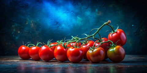 Wall Mural - Vibrant Red Ripe Tomatoes on the Vine, Freshly Picked Garden Produce