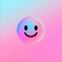 Wall Mural - a simple colorful illustration of an iridescent smiley face on a solid background with a pink bottom