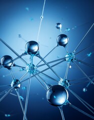 Abstract 3D rendering of a complex network structure with interconnected nodes.