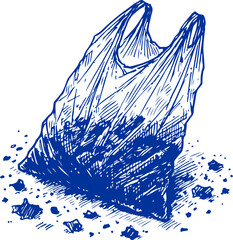 Plastic Bag Waste Hand Drawn Sketch Vector Isolated