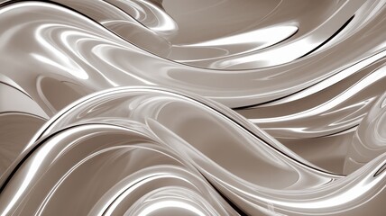 Wall Mural - Beautiful abstract waves in shades of cream and beige, creating a smooth and flowing texture that evokes elegance and modernity.