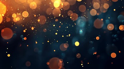 Poster - floating abstract particle bokeh with glowing lights on dark background creating a mesmerizing visua
