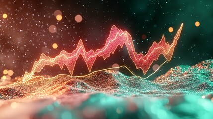 Poster - Colorful Financial Graph Over Vibrant Blurred Background for Stock Market Analysis