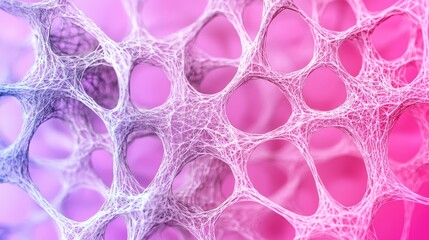Poster - Abstract Cell Structure with Intricate Patterns and Soft Gradient Background in Pink and Purple