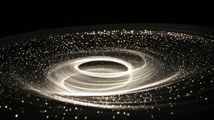 Poster - A captivating image of a superfluid vortex with spiraling light lines in a dark field, visually representing the fascinating concept of frictionless particle flow