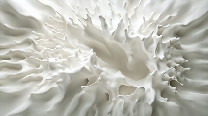 Poster - A flowing abstract splash of white, with smooth spikes extending outward in an organic, dynamic pattern that evokes fluidity and energy