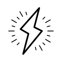Poster - Flash lightning bolt in line style icon. Electric power PNG symbol. Power energy signs vector illustration for apps and website