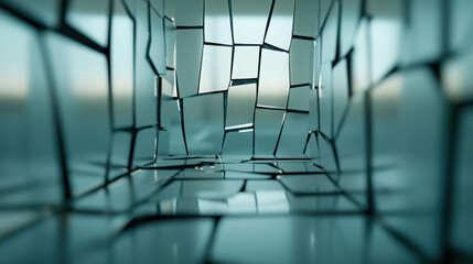 Poster - Distorted Mirror Room with Broken Reflections and Unique Light Play Effects
