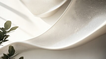 Poster - A minimalist composition featuring a graceful, perforated curved design on a simple, neutral background, exuding modern elegance and complexity