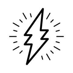Poster - Flash lightning bolt in line style icon. Electric power PNG symbol. Power energy signs vector illustration for apps and website