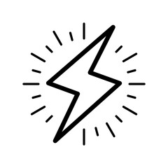 Poster - Flash lightning bolt in line style icon. Electric power PNG symbol. Power energy signs vector illustration for apps and website