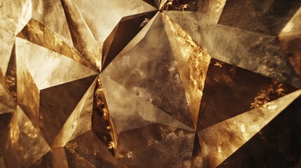 Aufkleber - A textured gold metallic foil surface with a crumpled effect, creating a luxurious and artistic abstract design that evokes warmth and opulence