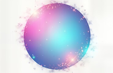 Leinwandbilder - Abstract holographic circle with pastel neon gradient colors. Blurred grainy texture creates vintage retro vibe. Soft noise effect gives surreal dreamy look. Multicolored circle shape floats on white