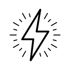Poster - Flash lightning bolt in line style icon. Electric power PNG symbol. Power energy signs vector illustration for apps and website