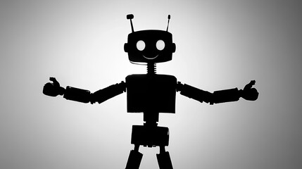Poster - Silhouetted Robot Giving Two Thumbs Up