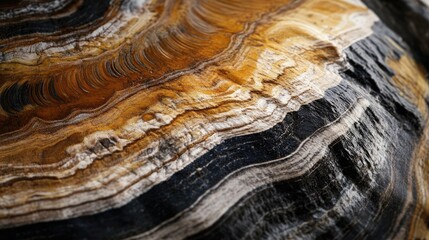 Poster - Abstract close-up of a wooden tree ring with rich textures, showing the natural and organic patterns formed by years of growth and time