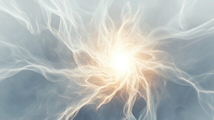 Aufkleber - Abstract fractal lightning with a radiant, glowing core, creating dynamic, intricate patterns on a smooth white background for dramatic effect