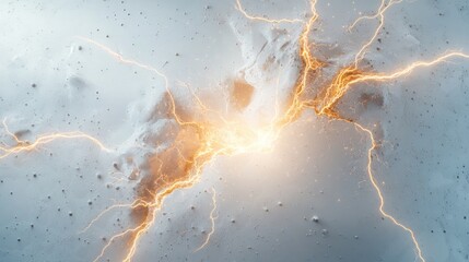 Aufkleber - Abstract fractal lightning with a radiant, glowing core, creating dynamic, intricate patterns on a smooth white background for dramatic effect