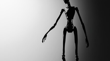Poster - Silhouette of a humanoid robot standing in dim light