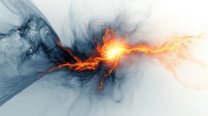 Aufkleber - Abstract fractal lightning with a radiant, glowing core, creating dynamic, intricate patterns on a smooth white background for dramatic effect