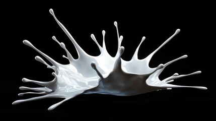 Poster - Abstract white fluid splash with sharp, smooth spikes and organic movement, creating a sense of motion and energy in a minimalist design