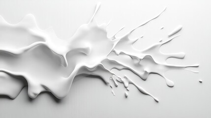 Poster - Abstract white fluid splash with sharp, smooth spikes and organic movement, creating a sense of motion and energy in a minimalist design