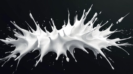 Poster - Abstract white fluid splash with sharp, smooth spikes and organic movement, creating a sense of motion and energy in a minimalist design