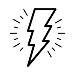 Poster - Flash lightning bolt in line style icon. Electric power PNG symbol. Power energy signs vector illustration for apps and website