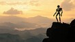 © Ariestia - Robot overlooking a vast mountain range at sunset
