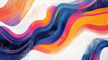 Poster - Bright, vibrant abstract swirls filled with colorful wave-like patterns, offering artistic texture and an energetic, bold design