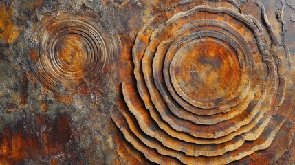 Poster - Close-up of rich, textured wooden tree rings showing intricate natural patterns, abstractly highlighting the beauty of nature growth lines