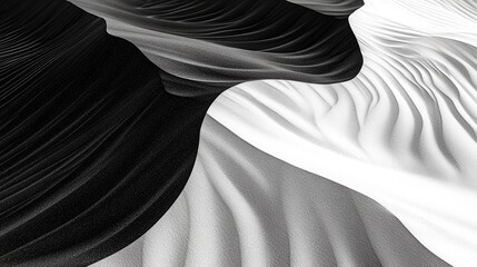 Poster - Fluid black and white sand waves, creating abstract patterns that captivate the eye, offering a striking contrast and a dynamic visual experience