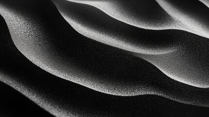 Poster - Fluid black and white sand waves, creating abstract patterns that captivate the eye, offering a striking contrast and a dynamic visual experience