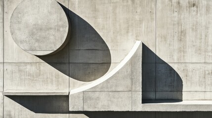Poster - Geometric shapes placed on a concrete background, casting shadows in a minimalist arrangement that highlights modern design and artistic simplicity