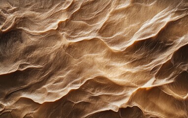 Abstract chocolate-colored background with flowing waves. Dark brown, light brown, soft lighting, high resolution, detailed texture of the creamy liquid, subtle shadows on the surface, no objects