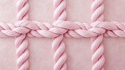 Aufkleber - Soft pink rope knots arranged in a graceful pattern on a muted, textured background, emphasizing elegance and minimalistic beauty in the design