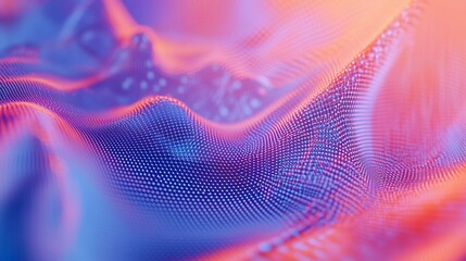 Aufkleber - Abstract wavy surface with vibrant pink and blue hues, composed of numerous small particles.