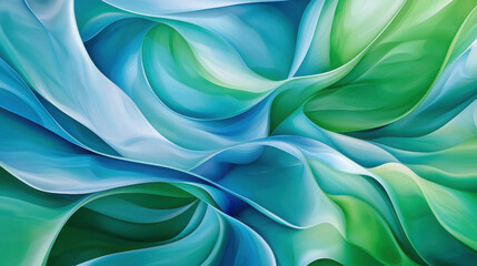 Aufkleber - Vibrant Abstract Fluid Design with Swirling Waves in Shades of Blue and Green