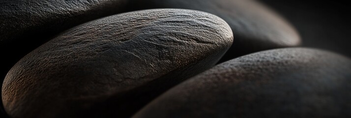 Aufkleber - Close-up of smooth, dark gray stones, showing texture and subtle light.