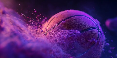Leinwandbilder - Basketball splashing in vibrant purple liquid, dynamic action shot.