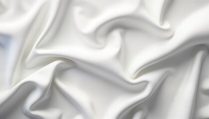 Aufkleber - White fabric displays smooth texture. Close up view of fabric shows soft folds, drapes. Fabric looks like cotton linen. Smooth surface offers blank canvas for design fashion inspiration. Ideal for