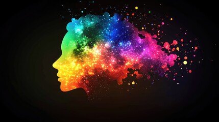 Wall Mural - Colorful silhouette representing creativity and imagination