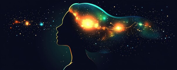 Wall Mural - Cosmic silhouette reflecting the universe within
