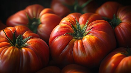 Poster - Close-up of ripe, red heirloom tomatoes.