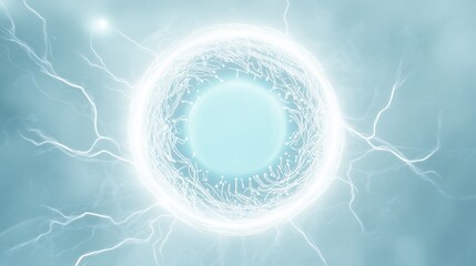 Poster - Glowing orb with energy streams, abstract digital art.