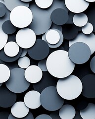 Poster - Abstract background of overlapping circles in shades of gray and white.